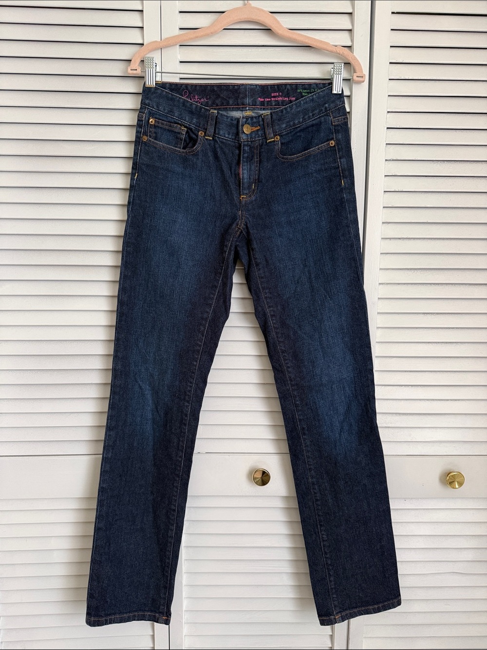 Lilly Pulitzer Women's Straight Leg Dark Indigo Jeans